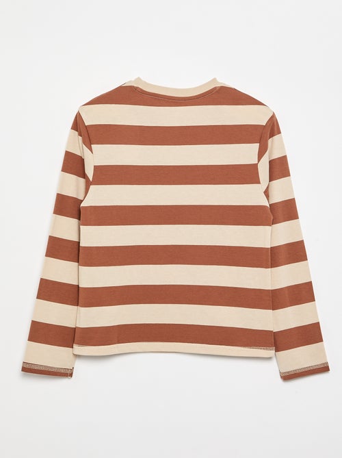 Gestreept T-shirt van jersey met lange mouwen - Kiabi