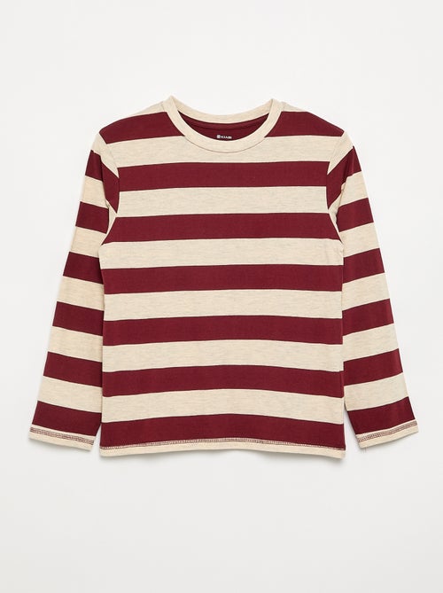 Gestreept T-shirt van jersey met lange mouwen - Kiabi