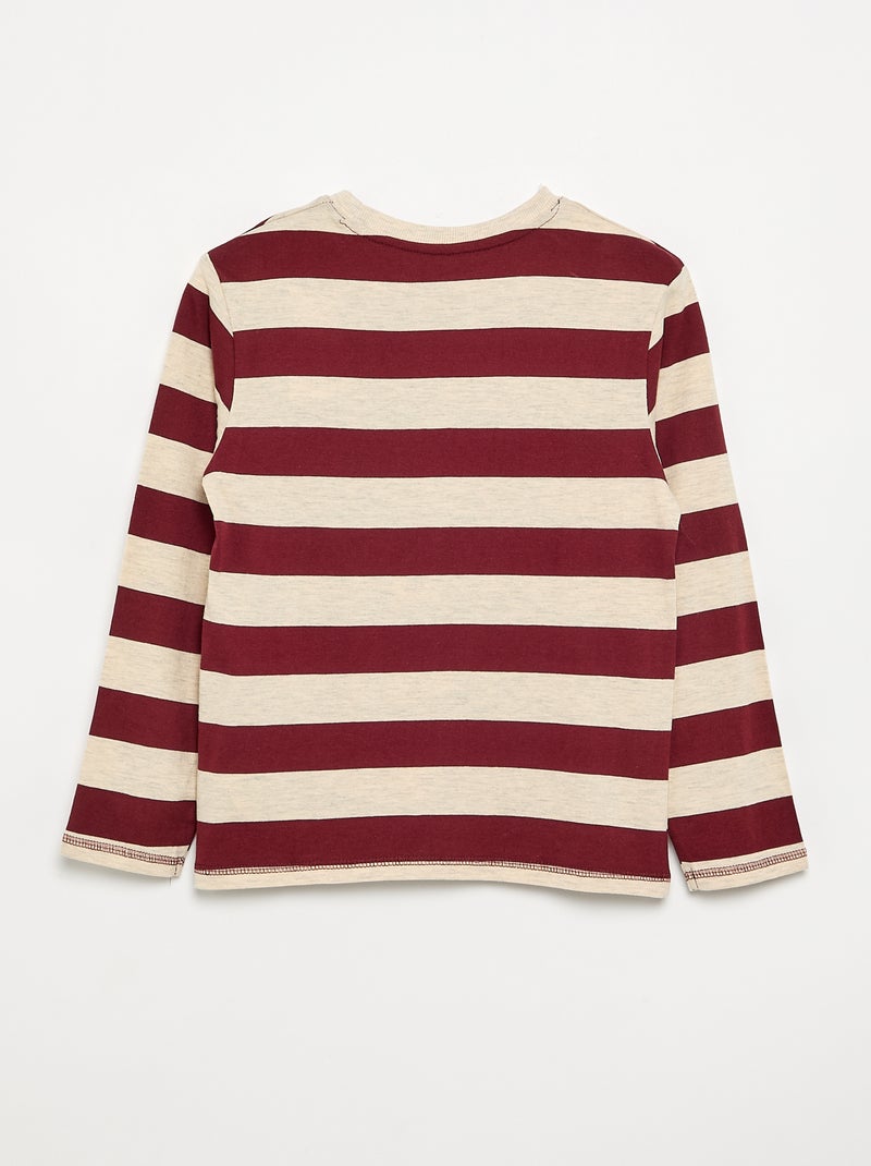 Gestreept T-shirt van jersey met lange mouwen Biege - Kiabi