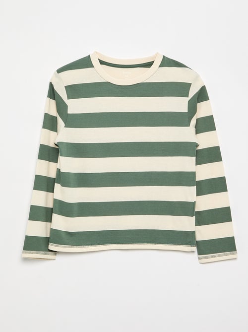 Gestreept T-shirt van jersey met lange mouwen - Kiabi
