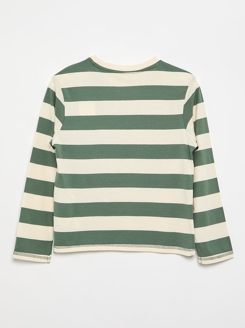 Gestreept T-shirt van jersey met lange mouwen Groen - Kiabi