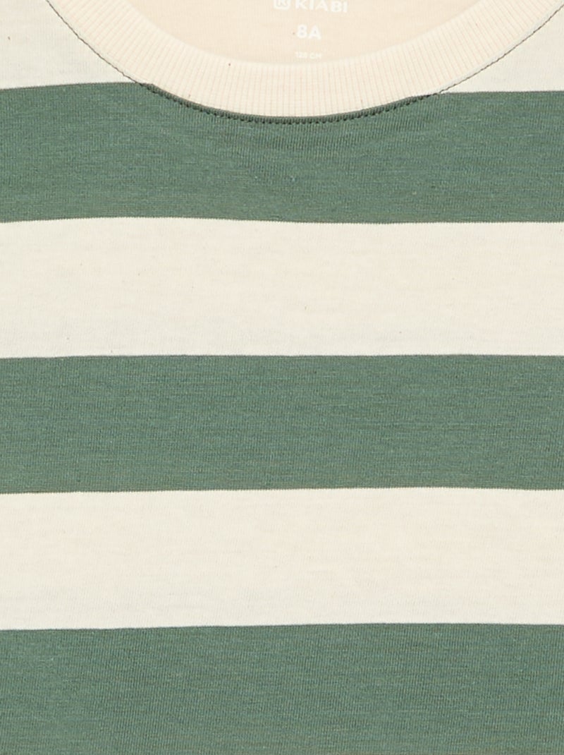 Gestreept T-shirt van jersey met lange mouwen Groen - Kiabi