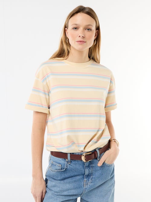 Gestreept T-shirt van jerseytricot met korte mouwen - Kiabi