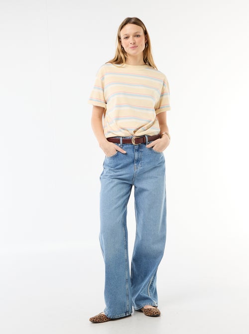 Gestreept T-shirt van jerseytricot met korte mouwen - Kiabi