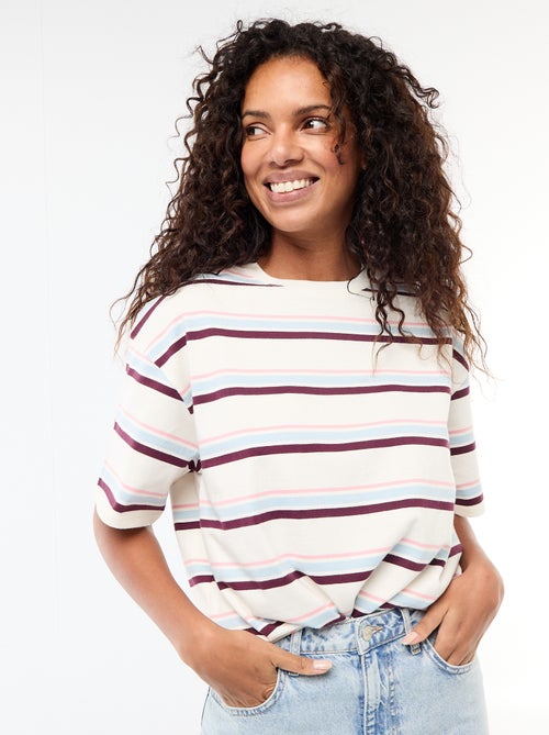 Gestreept T-shirt van jerseytricot met korte mouwen - Kiabi