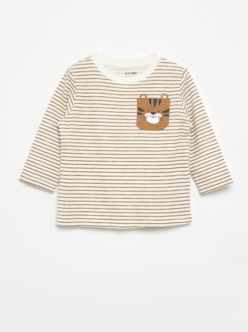 Gestreept T-shirt van jerseytricot met lange mouwen - Kiabi