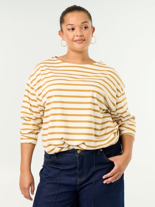 Gestreept T-shirt van jerseytricot met lange mouwen - Kiabi Gestreept T-shirt van jerseytricot met lange mouwen - Kiabi