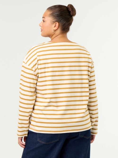 Gestreept T-shirt van jerseytricot met lange mouwen - Kiabi Gestreept T-shirt van jerseytricot met lange mouwen - Kiabi