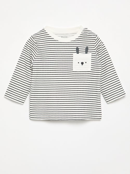Gestreept T-shirt van jerseytricot met lange mouwen - Kiabi Gestreept T-shirt van jerseytricot met lange mouwen - Kiabi