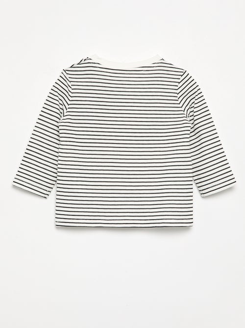 Gestreept T-shirt van jerseytricot met lange mouwen - Kiabi Gestreept T-shirt van jerseytricot met lange mouwen - Kiabi