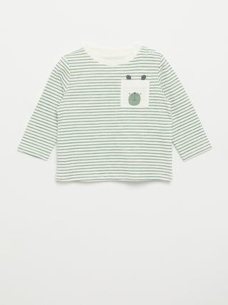 Gestreept T-shirt van jerseytricot met lange mouwen