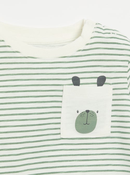 Gestreept T-shirt van jerseytricot met lange mouwen - Kiabi