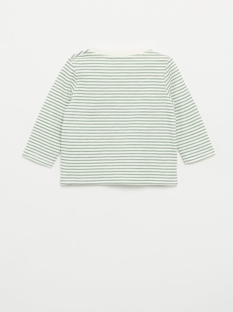 Gestreept T-shirt van jerseytricot met lange mouwen Wit - Kiabi