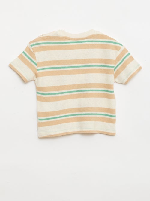 Gestreept T-shirt van katoen en linnen jerseytricot - Kiabi