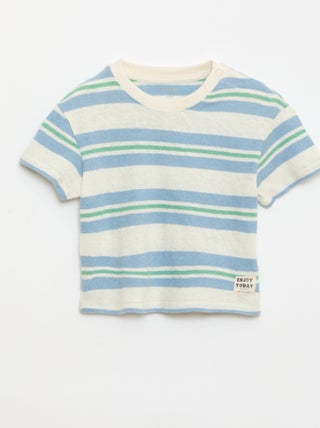 Gestreept T-shirt van katoen en linnen jerseytricot