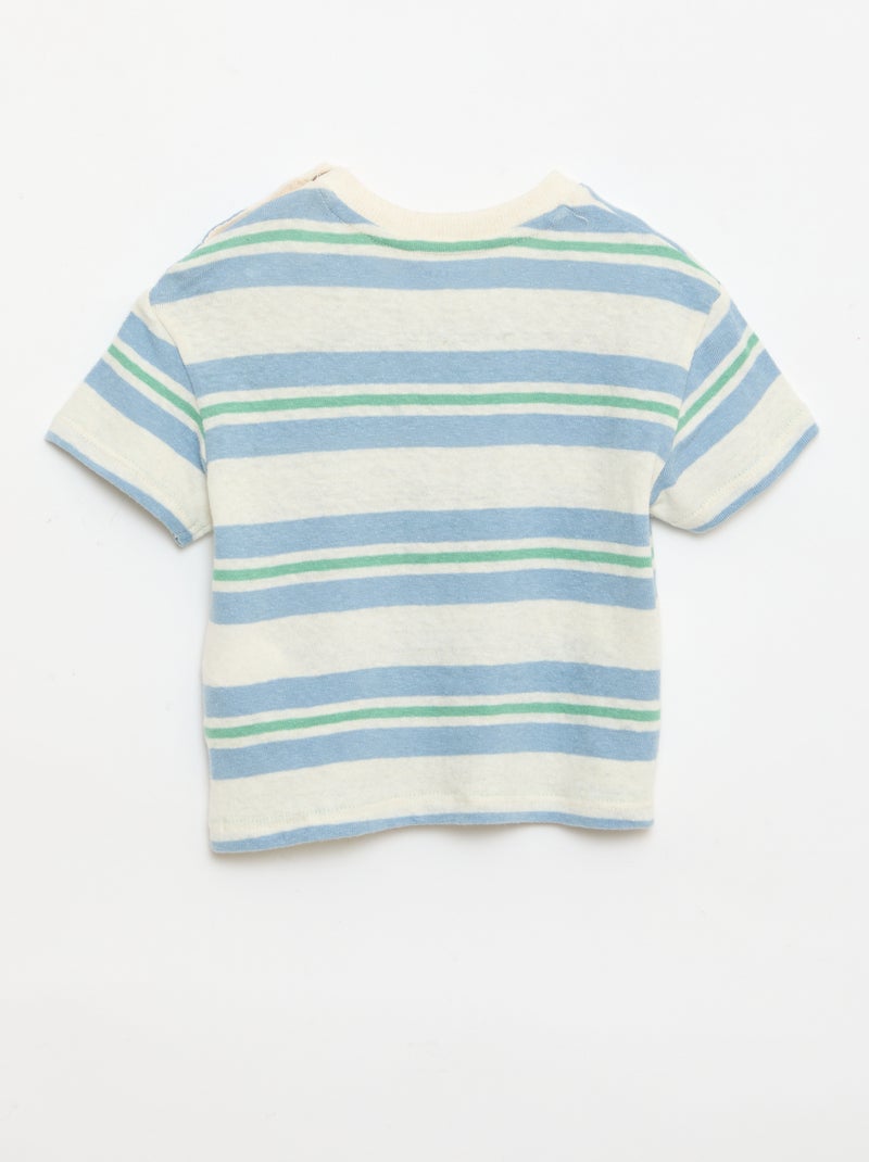 Gestreept T-shirt van katoen en linnen jerseytricot Blauw - Kiabi