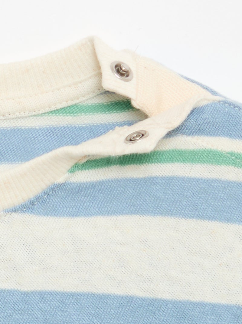 Gestreept T-shirt van katoen en linnen jerseytricot Blauw - Kiabi