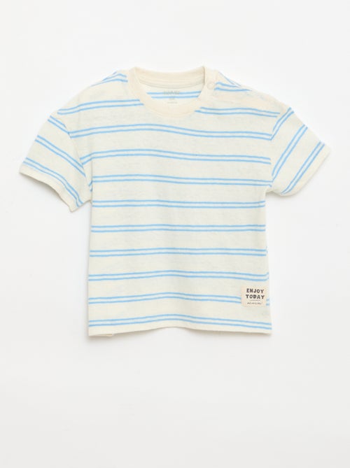 Gestreept T-shirt van katoen en linnen jerseytricot - Kiabi