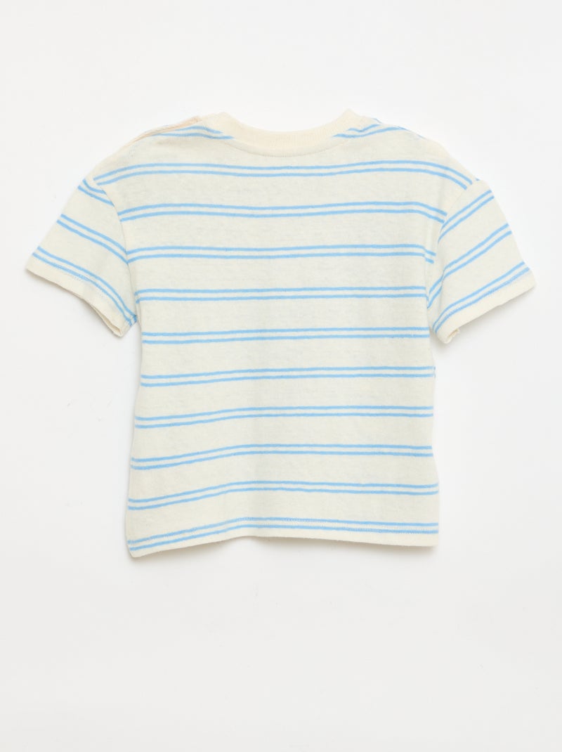 Gestreept T-shirt van katoen en linnen jerseytricot Wit - Kiabi
