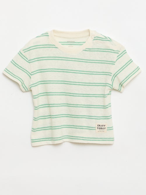 Gestreept T-shirt van katoen en linnen jerseytricot - Kiabi