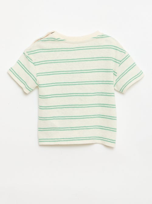 Gestreept T-shirt van katoen en linnen jerseytricot - Kiabi