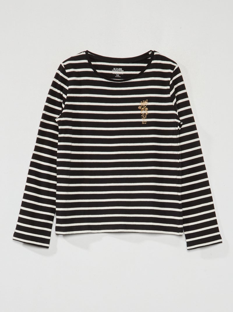 Gestreept T-shirt ZWART - Kiabi