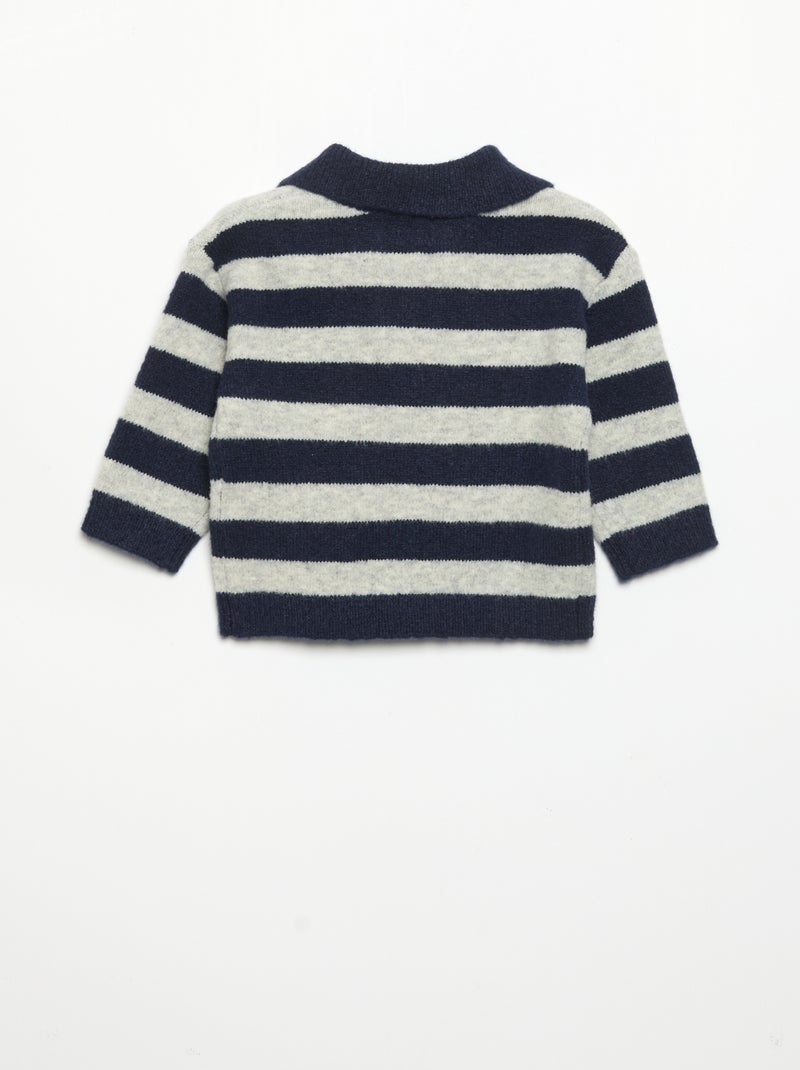 Gestreept trui met ongeknoopte polokraag Blauw - Kiabi