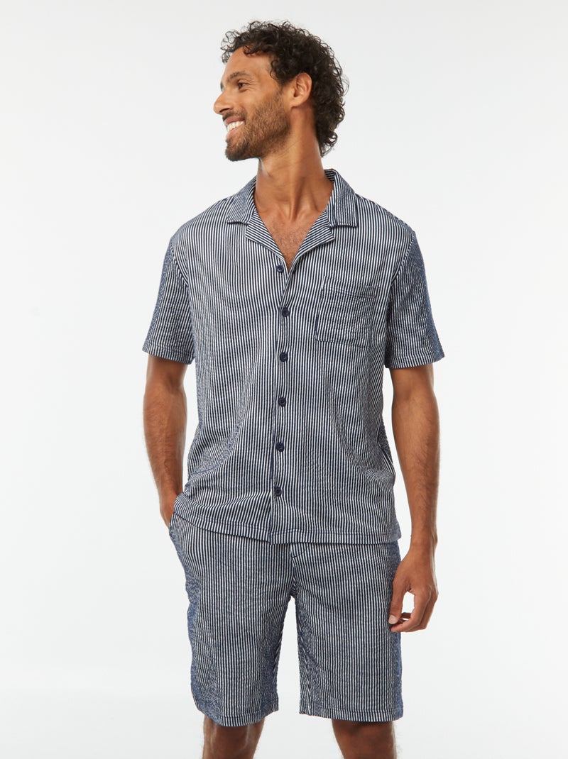 Gestreepte bermuda van kreukelstof Blauw - Kiabi