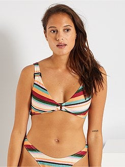 Gestreepte bikinitop met pailletten - Kiabi