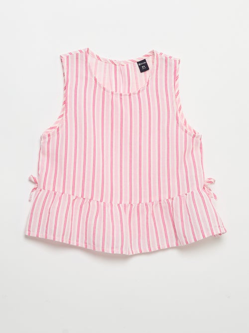 Gestreepte blouse met fantasie strikjes - Kiabi