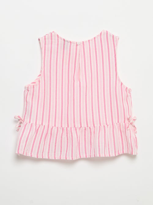 Gestreepte blouse met fantasie strikjes - Kiabi