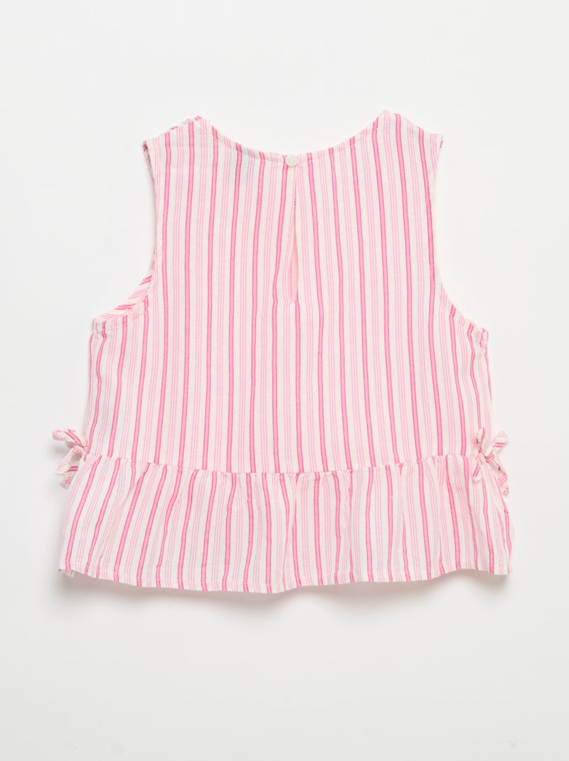 Gestreepte blouse met fantasie strikjes Rose - Kiabi