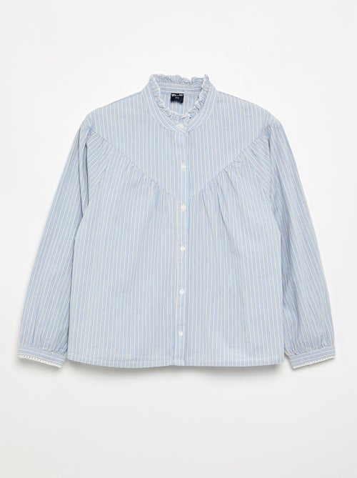 Gestreepte blouse met fantasiekraag - Kiabi Gestreepte blouse met fantasiekraag - Kiabi