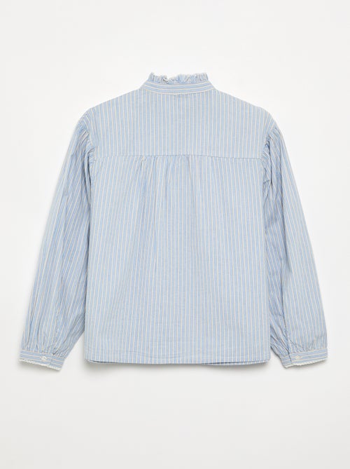 Gestreepte blouse met fantasiekraag - Kiabi Gestreepte blouse met fantasiekraag - Kiabi
