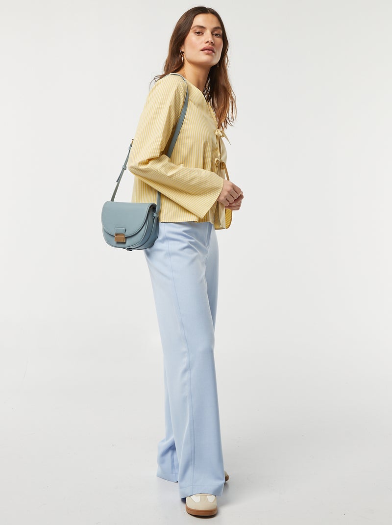 Gestreepte blouse met knooplintjes GEEL - Kiabi