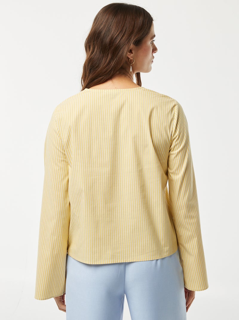 Gestreepte blouse met knooplintjes GEEL - Kiabi