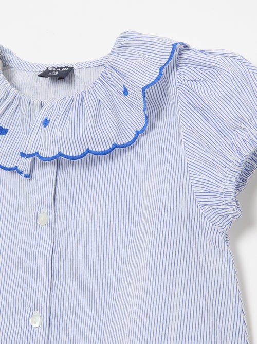 Gestreepte blouse met korte mouwen en gerimpelde onderkant - Kiabi