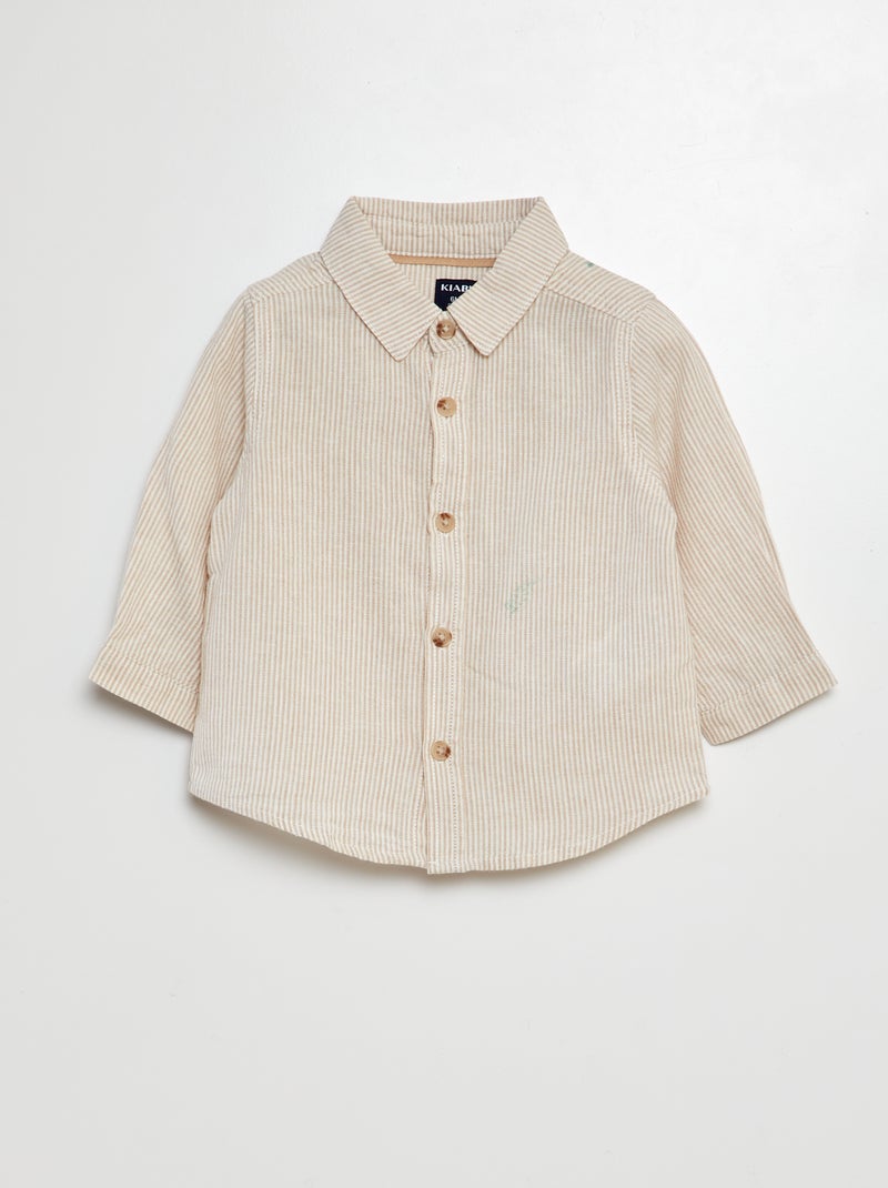 Gestreepte blouse van gemengd linnen WIT - Kiabi