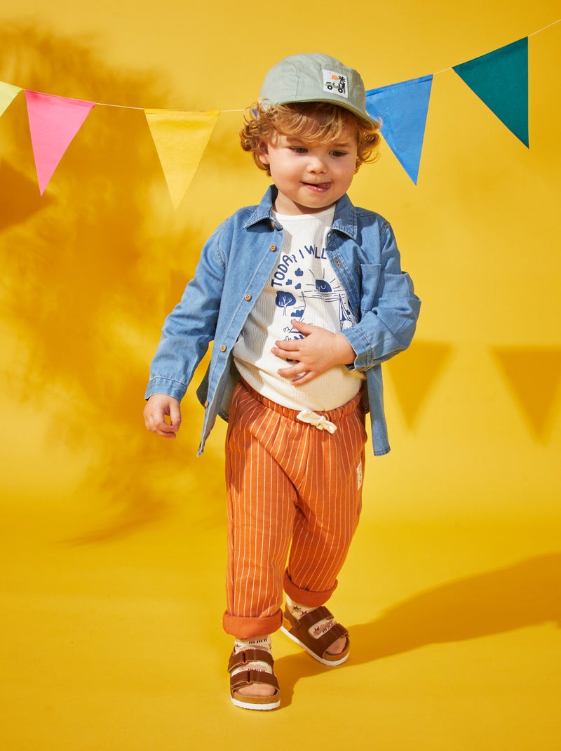 Gestreepte broek in french terry 'Winnie' BRUIN - Kiabi