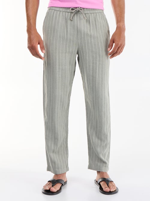 Gestreepte broek van linnenmix - Kiabi