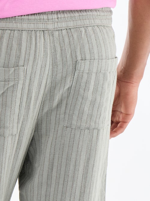 Gestreepte broek van linnenmix - Kiabi
