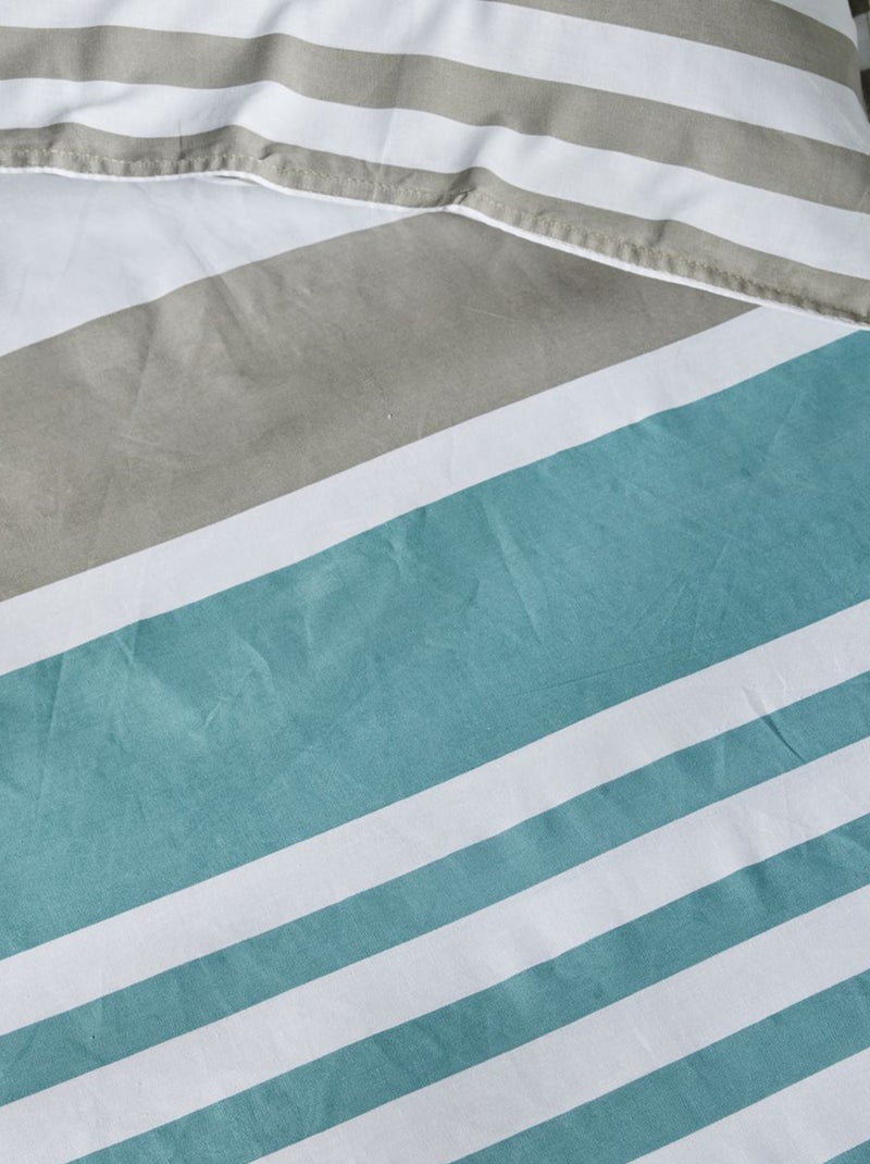 Gestreepte dekbedset - Voor 2-persoonsbed BLAUW - Kiabi