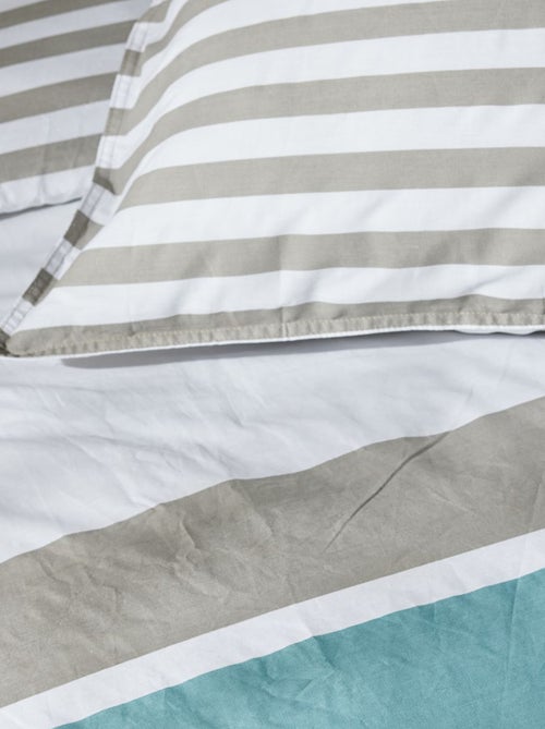 Gestreepte dekbedset - Voor 2-persoonsbed - Kiabi