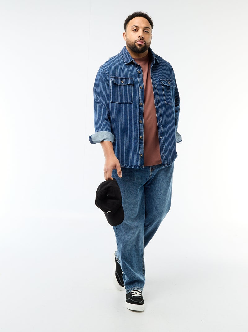 Gestreepte jeanshemd Blauw - Kiabi