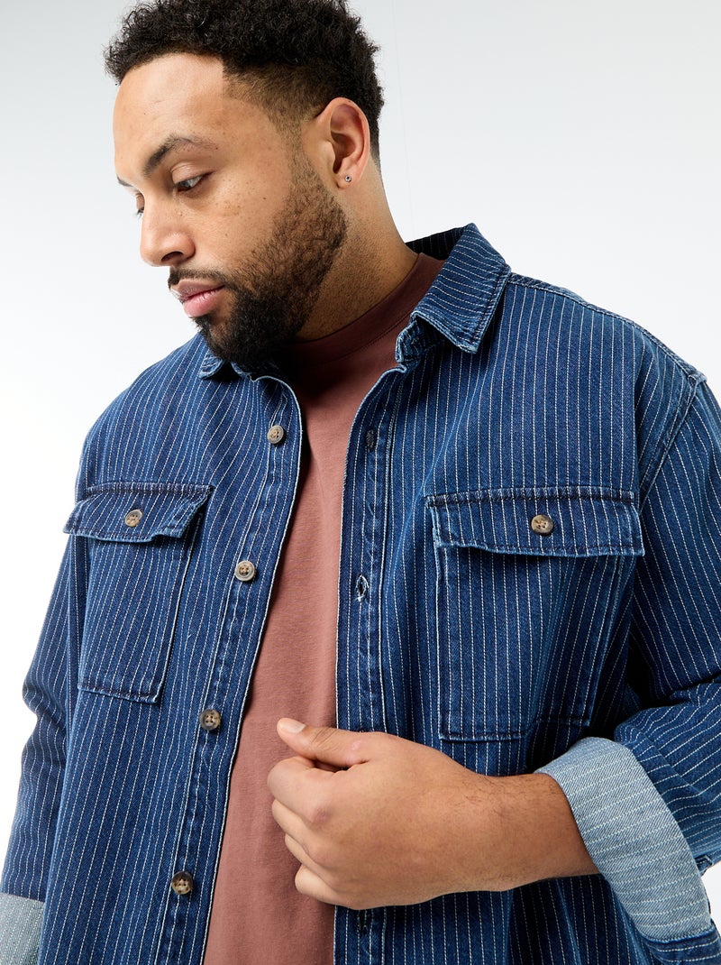 Gestreepte jeanshemd Blauw - Kiabi