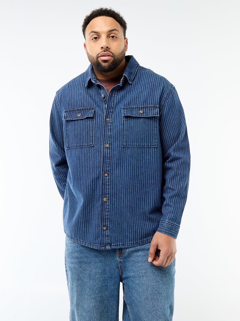 Gestreepte jeanshemd Blauw - Kiabi