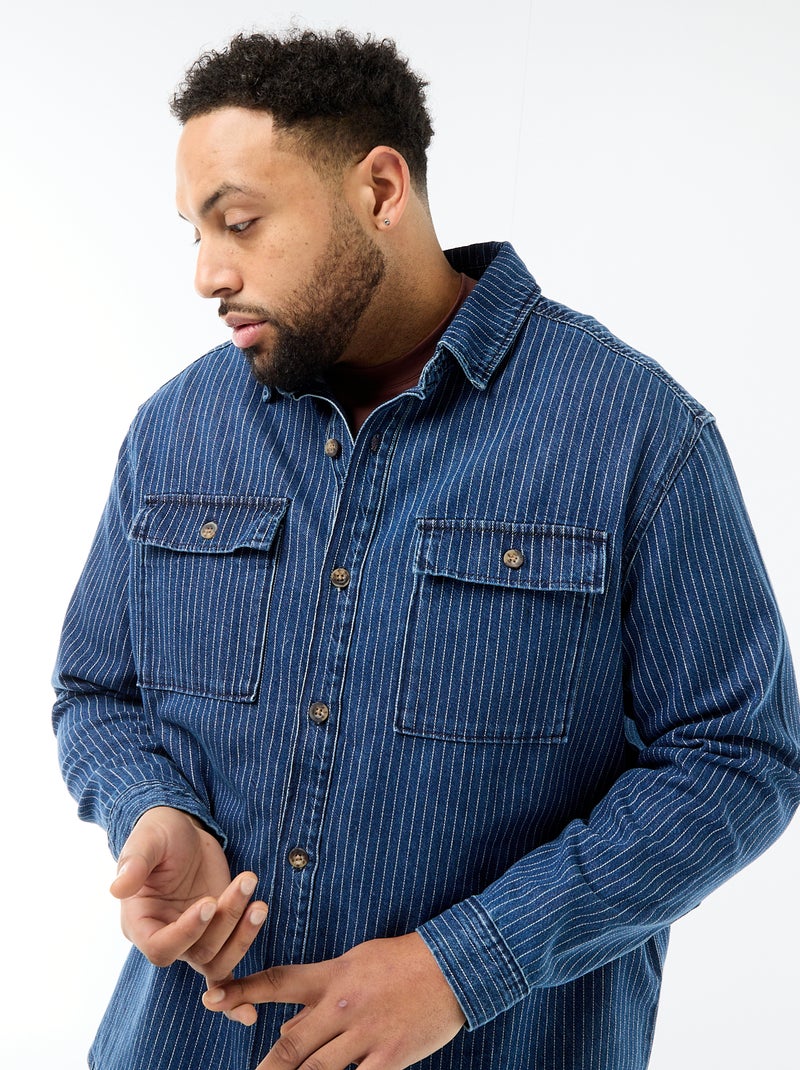 Gestreepte jeanshemd Blauw - Kiabi