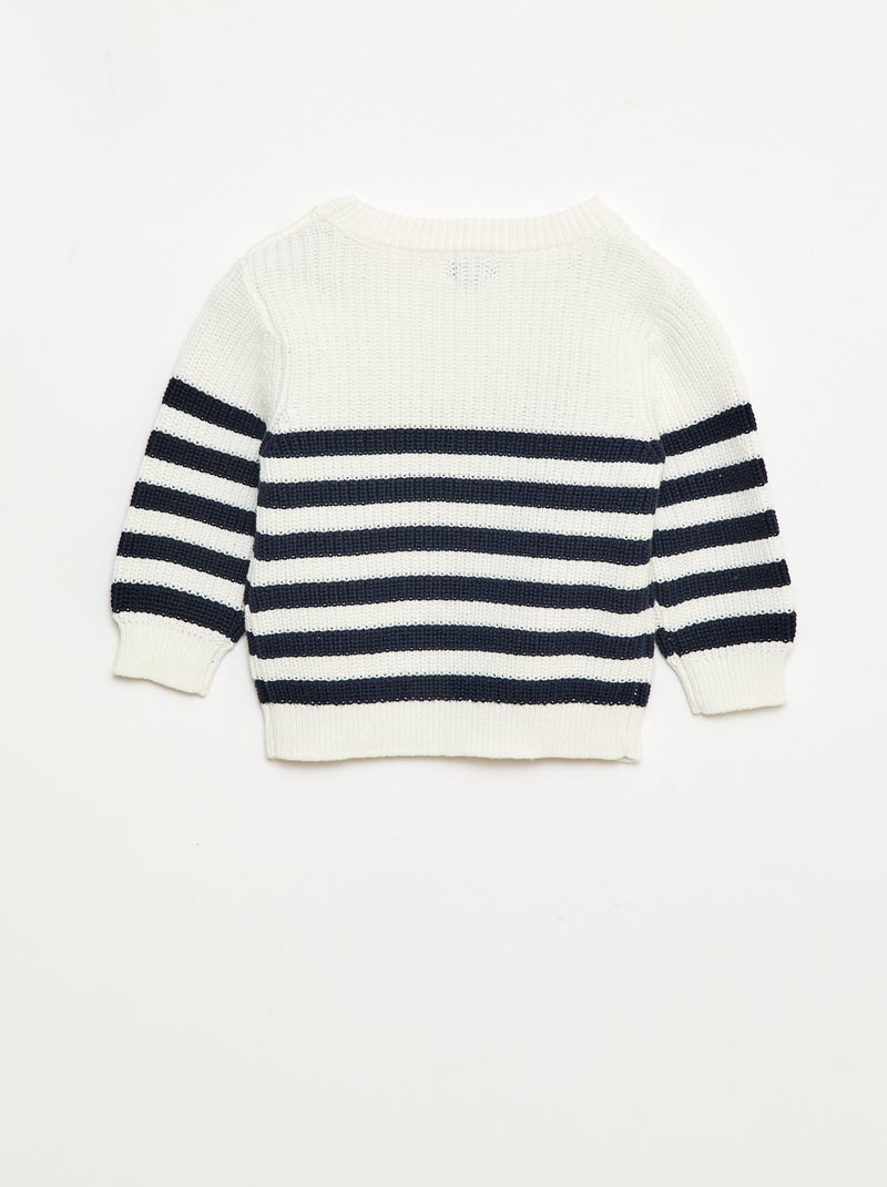 Gestreepte, katoenen trui Blauw - Kiabi
