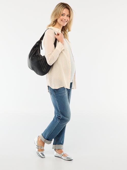 Gestreepte katoenen zwangerschapsblouse - Kiabi