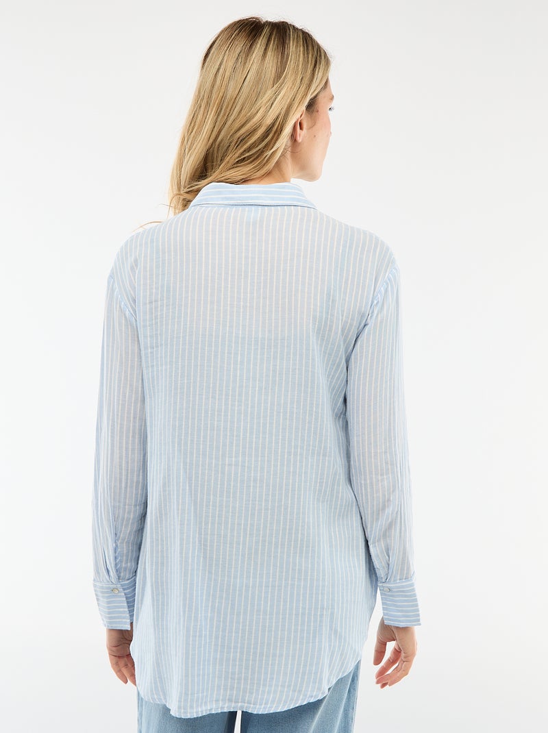 Gestreepte katoenen zwangerschapsblouse Blauw - Kiabi
